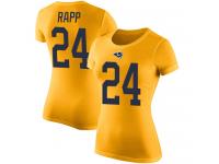 #24 Taylor Rapp Gold Football Rush Pride Name & Number Women's Los Angeles Rams T-Shirt