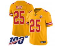 #25 Limited LeSean McCoy Gold Football Men's Jersey Kansas City Chiefs Inverted Legend 100th Season