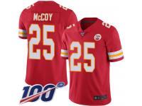 #25 Limited LeSean McCoy Red Football Home Men's Jersey Kansas City Chiefs Vapor Untouchable 100th Season