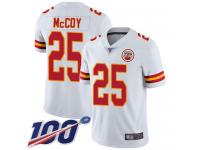 #25 Limited LeSean McCoy White Football Road Men's Jersey Kansas City Chiefs Vapor Untouchable 100th Season