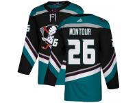 #26 Adidas Authentic Brandon Montour Men's Black Teal NHL Jersey - Alternate Anaheim Ducks