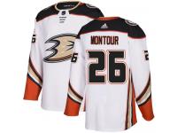 #26 Adidas Authentic Brandon Montour Men's White NHL Jersey - Away Anaheim Ducks