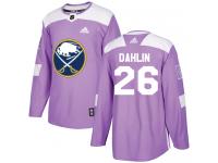 #26 Adidas Authentic Rasmus Dahlin Men's Purple NHL Jersey - Buffalo Sabres Fights Cancer Practice