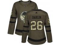 #26 Adidas Authentic Rasmus Dahlin Women's Green NHL Jersey - Buffalo Sabres Salute to Service