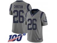 #26 Limited Marqui Christian Gray Football Men's Jersey Los Angeles Rams Inverted Legend 100th Season