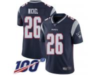#26 Limited Sony Michel Navy Blue Football Home Youth Jersey New England Patriots Vapor Untouchable 100th Season