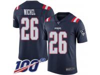 #26 Limited Sony Michel Navy Blue Football Youth Jersey New England Patriots Rush Vapor Untouchable 100th Season