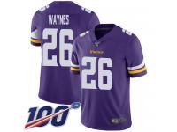 #26 Limited Trae Waynes Purple Football Home Youth Jersey Minnesota Vikings Vapor Untouchable 100th Season