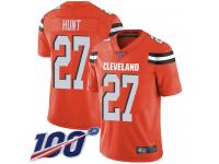 #27 Limited Kareem Hunt Orange Football Alternate Men's Jersey Cleveland Browns Vapor Untouchable 100th Season