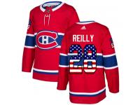 #28 Adidas Authentic Mike Reilly Men's Red NHL Jersey - Montreal Canadiens USA Flag Fashion