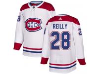 #28 Adidas Authentic Mike Reilly Men's White NHL Jersey - Away Montreal Canadiens