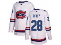 #28 Adidas Authentic Mike Reilly Men's White NHL Jersey - Montreal Canadiens 2017 100 Classic