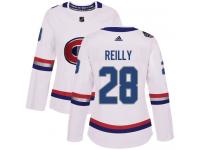 #28 Adidas Authentic Mike Reilly Women's White NHL Jersey - Montreal Canadiens 2017 100 Classic