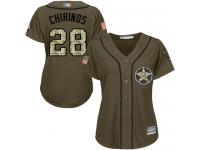 #28 Authentic Robinson Chirinos Green Baseball Women's Jersey Houston Astros Salute to Service