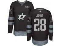 #28 Authentic Stephen Johns Black Adidas NHL Men's Jersey Dallas Stars 1917-2017 100th Anniversary