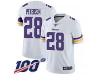 #28 Limited Adrian Peterson White Football Road Men's Jersey Minnesota Vikings Vapor Untouchable 100th Season