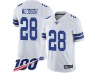 #28 Limited Darren Woodson White Football Road Men's Jersey Dallas Cowboys Vapor Untouchable 100th Season