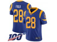 #28 Limited Marshall Faulk Royal Blue Football Alternate Men's Jersey Los Angeles Rams Vapor Untouchable 100th Season