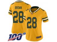 #28 Limited Tony Brown Gold Football Women's Jersey Green Bay Packers Inverted Legend 100th Season