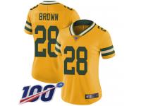 #28 Limited Tony Brown Gold Football Women's Jersey Green Bay Packers Rush Vapor Untouchable 100th Season
