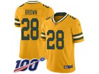 #28 Limited Tony Brown Gold Football Youth Jersey Green Bay Packers Inverted Legend 100th Season