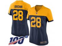 #28 Limited Tony Brown Navy Blue Football Alternate Women's Jersey Green Bay Packers 100th Season