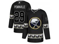 #29 Adidas Authentic Jason Pominville Men's Black NHL Jersey - Buffalo Sabres Team Logo Fashion