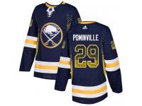 #29 Adidas Authentic Jason Pominville Men's Navy Blue NHL Jersey - Buffalo Sabres Drift Fashion