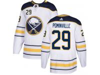 #29 Adidas Authentic Jason Pominville Men's White NHL Jersey - Away Buffalo Sabres