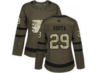 #29 Authentic Johnny Oduya Green Adidas NHL Women's Jersey Philadelphia Flyers Salute to Service