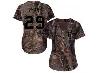 #29 Authentic Tommy Pham Camo Baseball Women's Jersey Tampa Bay Rays Realtree Collection Flex Base
