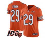 #29 Limited Tarik Cohen Orange Football Alternate Men's Jersey Chicago Bears 100th Season