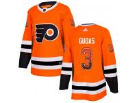 #3 Authentic Radko Gudas Orange Adidas NHL Men's Jersey Philadelphia Flyers Drift Fashion