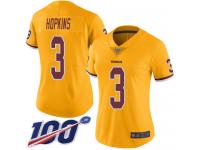 #3 Limited Dustin Hopkins Gold Football Women's Jersey Washington Redskins Rush Vapor Untouchable 100th Season