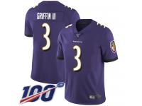 #3 Limited Robert Griffin III Purple Football Home Men's Jersey Baltimore Ravens Vapor Untouchable 100th Season