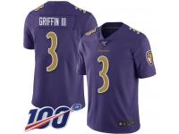 #3 Limited Robert Griffin III Purple Football Men's Jersey Baltimore Ravens Rush Vapor Untouchable 100th Season