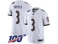 #3 Limited Robert Griffin III White Football Road Men's Jersey Baltimore Ravens Vapor Untouchable 100th Season