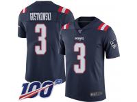 #3 Limited Stephen Gostkowski Navy Blue Football Men's Jersey New England Patriots Rush Vapor Untouchable 100th Season