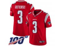 #3 Limited Stephen Gostkowski Red Football Men's Jersey New England Patriots Inverted Legend 100th Season
