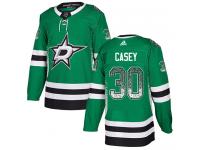 #30 Authentic Jon Casey Green Adidas NHL Men's Jersey Dallas Stars Drift Fashion