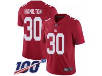 #30 Limited Antonio Hamilton Red Football Men's Jersey New York Giants Inverted Legend 100th Season