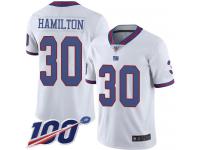 #30 Limited Antonio Hamilton White Football Men's Jersey New York Giants Rush Vapor Untouchable 100th Season