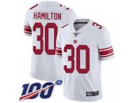#30 Limited Antonio Hamilton White Football Road Men's Jersey New York Giants Vapor Untouchable 100th Season
