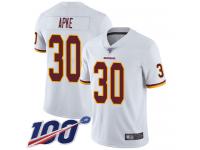 #30 Limited Troy Apke White Football Road Men's Jersey Washington Redskins Vapor Untouchable 100th Season