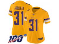 #31 Limited Ameer Abdullah Gold Football Women's Jersey Minnesota Vikings Inverted Legend 100th Season