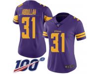 #31 Limited Ameer Abdullah Purple Football Women's Jersey Minnesota Vikings Rush Vapor Untouchable 100th Season