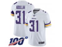 #31 Limited Ameer Abdullah White Football Road Men's Jersey Minnesota Vikings Vapor Untouchable 100th Season