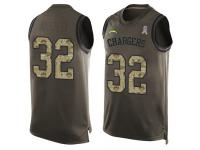 #32 Nasir Adderley Green Football Men's Jersey Los Angeles Chargers Salute to Service Tank Top