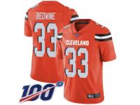#33 Limited Sheldrick Redwine Orange Football Alternate Men's Jersey Cleveland Browns Vapor Untouchable 100th Season