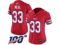 #33 Limited Siran Neal Red Football Women's Jersey Buffalo Bills Rush Vapor Untouchable 100th Season